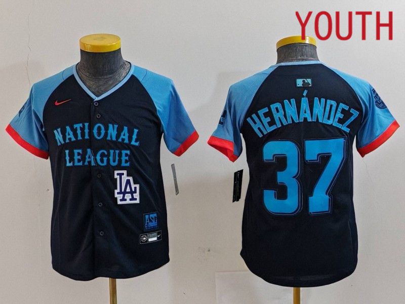 Youth Los Angeles Dodgers 37 Hernandez Blue All star 2024 Nike MLB Jersey style 7265